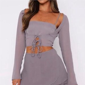 White Fox Boutique Gray Crop Top